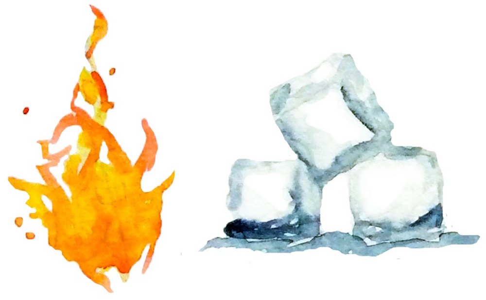 fuego-cubitos-de-hielo-acuarela-ilustracion
